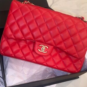 Chanel Jumbo Double Flap, Red Calfskin